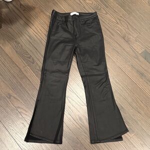 Vervet cropped flare black coated jeans with slits